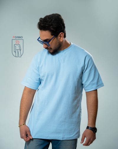 قیمت و خرید تیشرت مردانه یقه گرد آستین پاکت رنگ آبی کد 30164 D202