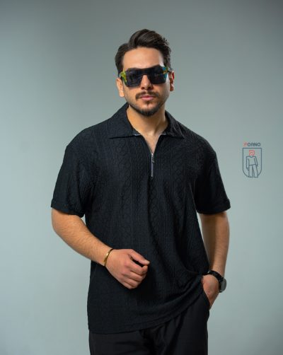 قیمت و خرید تیشرت مردانه نیم زیپ مراکشی آستین پاکت کد 30160 A1