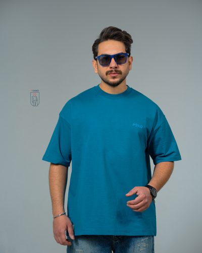 قیمت و خرید تیشرت مردانه یقه گرد پنبه 2نخ بیسیک پوآنو رنگ سبز آبی کد 30153 D201