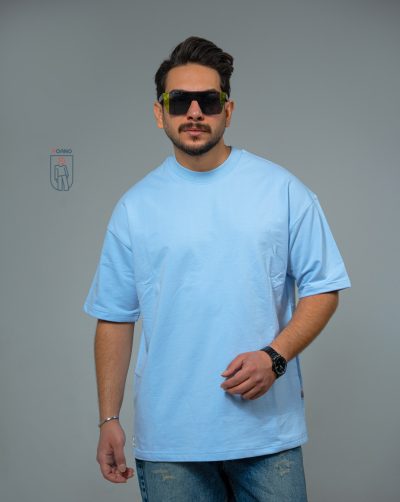 قیمت و خرید تیشرت مردانه بیسیک پنبه 2 نخ رنگ آبی مه آلود کد30153 D202