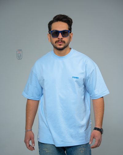 قیمت و خریدتیشرت مردانه یقه گرد پنبه 2نخ بیسیک پوآنو رنگ آبی مه آلود کد 30153 D201