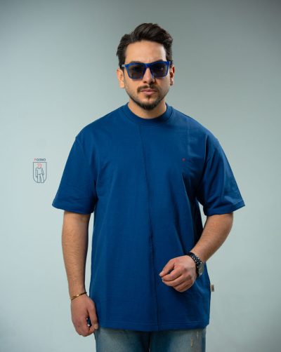 قیمت و خرید تیشرت مردانه یقه گرد خط وسط زنگ سرمه ای پوآنو کد 30173 D201