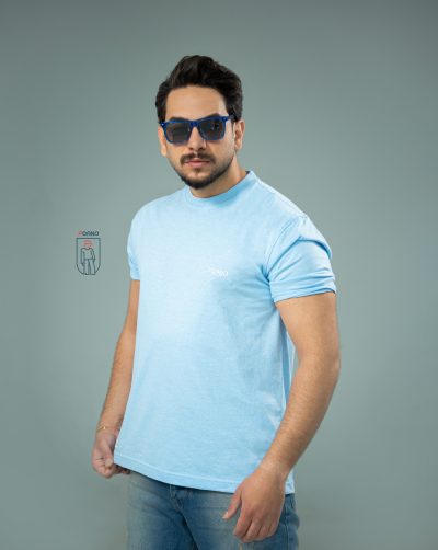 b (62)تیشرت مردانه پنبه براش پوآنو رنگ آبی پاستیلی کد 30175 D202
