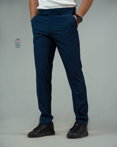 قیمت و خریدشلوار مردانه مجلسی پارچه بزیاق کمر ساده پوآنو رنگ سرمه ای کد 70112 D102