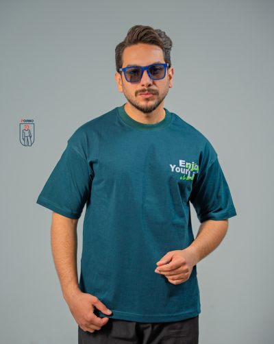 قیمت و خرید تیشرت مردانه پنبه چاپی پوآنو رنگ سبز تیره کد 30191 F201