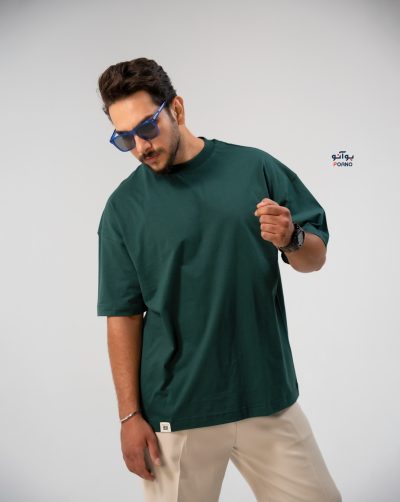 قیمت و خرید تیشرت باکسی مردانه رنگ بندی 1 رنگ سبز کله غازی کد 30011 D304